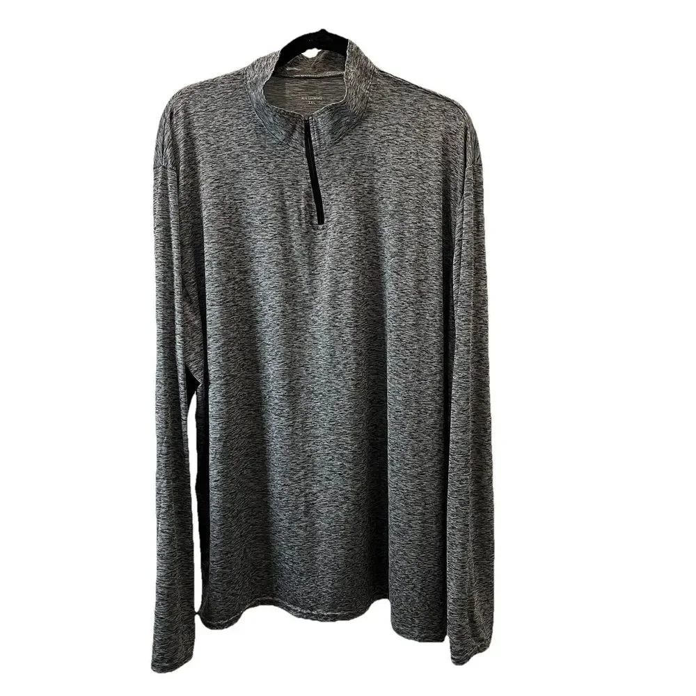 Real Essentials Gray Space Dye Quarter Zip Pullover Long Sleeve Shirt Mens 2XL